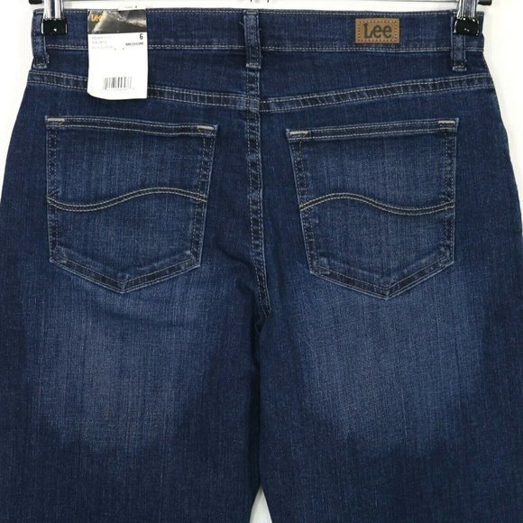 Lee Relaxed Fit Straight Leg Jeans Mid Rise Stretch Dark 6 x 31 - Picture 6 of 11